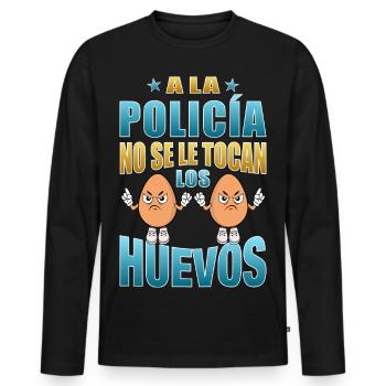 The police don't touch their balls - Men's Premium Organic Long Sleeve Shirt - black - Front - Nico (187cm)