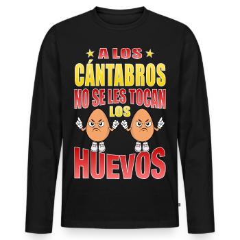 Les Cantabres ne touchent pas à leurs œufs - T-shirt manches longues Premium bio Homme - noir - Devant - Nico (187cm)