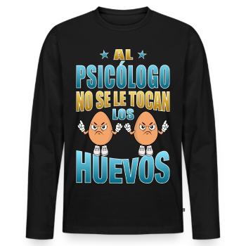 Der Psychologe rührt seine Eier nicht an - Männer Premium Bio Langarmshirt - Schwarz - Vorne - Nico (187cm)