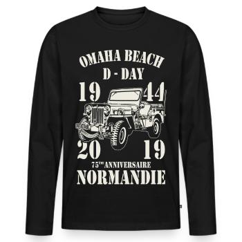Omaha Beach D-Day 1944 - 2019 - T-shirt manches longues Premium bio Homme - noir - Devant - Nico (187cm)