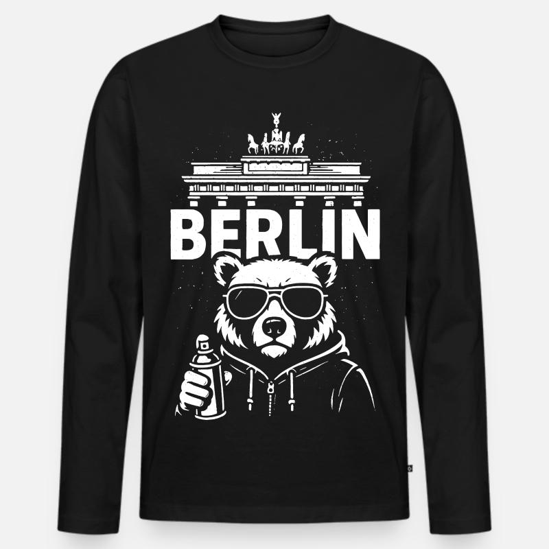 Urban Bear Berlin - Männer Premium Bio Langarmshirt - Schwarz