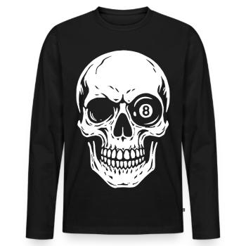 Eight Ball, Totenkopf, Billard Spieler Geschenk - Männer Premium Bio Langarmshirt - Schwarz - Vorne - Nico (187cm)