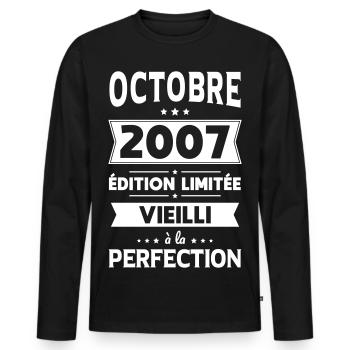 18th Birthday - October 2007 Perfection - Men's Premium Organic Long Sleeve Shirt - black - Front - Nico (187cm)