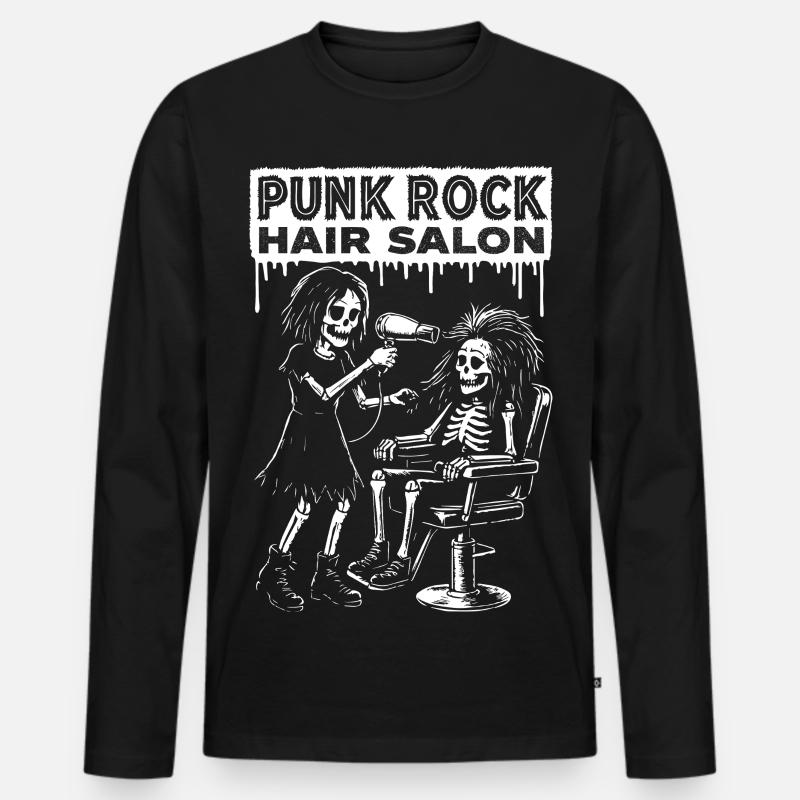 Punk Rock Skelette Haarstyling - Männer Premium Bio Langarmshirt - Schwarz