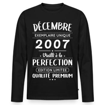 18th Birthday - December 2007 Perfection - Men's Premium Organic Long Sleeve Shirt - black - Front - Nico (187cm)