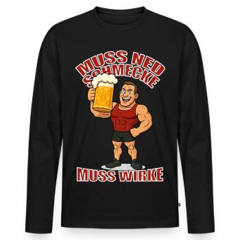 JGA Knaller x Muss ned schmecke muss wirke  - Männer Premium Bio Langarmshirt - Schwarz - Vorne - Nico (187cm)