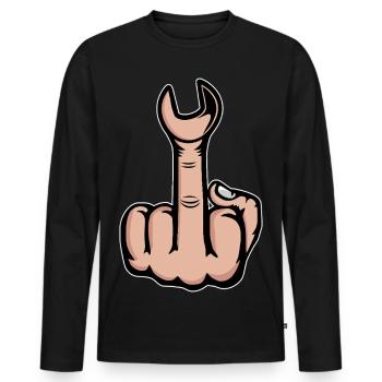 Middle Finger Stinger Finger Wrench - Men's Premium Organic Long Sleeve Shirt - black - Front - Nico (187cm)