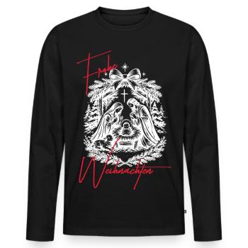 Weihnachtskrippe Schwarz Weiß - Männer Premium Bio Langarmshirt - Schwarz - Vorne - Nico (187cm)