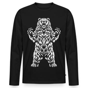 Grizzli tribal – Motif mystique d’animal sauvage - T-shirt manches longues Premium bio Homme - noir - Devant - Nico (187cm)