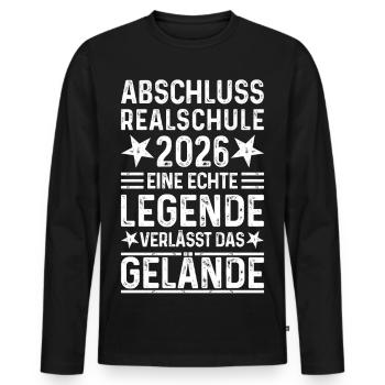Graduation 2026 Realschule - Legend Gelände - Men's Premium Organic Long Sleeve Shirt - black - Front - Nico (187cm)