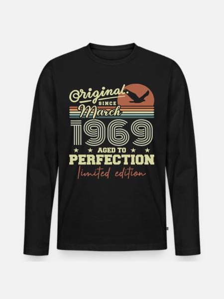 Anniversaire Mars 1969 - T-shirt manches longues Premium bio Homme - noir