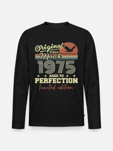 Birthday March 1975 - Men's Premium Organic Long Sleeve Shirt - black