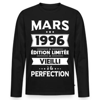 30th Anniversary - March 1996 Perfection - Men's Premium Organic Long Sleeve Shirt - black - Front - Nico (187cm)