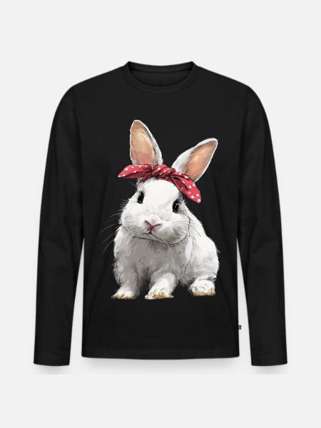 Bunny Rabbit Bow - Men's Premium Organic Long Sleeve Shirt - black