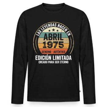 Avril 1975 Cadeau 51e Anniversaire Avril 1975 - T-shirt manches longues Premium bio Homme - noir - Devant - Nico (187cm)