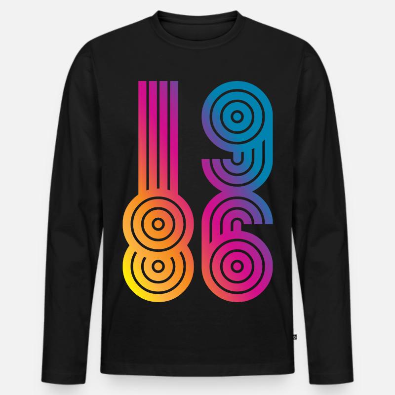 86 Eight Six 1986 - Männer Premium Bio Langarmshirt - Schwarz