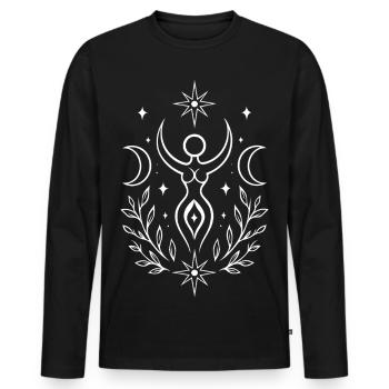 Mittsommer Göttin – Spirituelles Symbol - Männer Premium Bio Langarmshirt - Schwarz - Vorne - Nico (187cm)