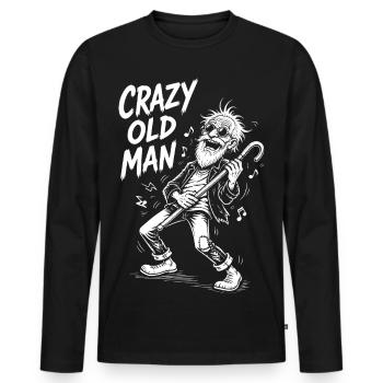 Cadeau de vieil retraité Vieil homme fou drôle - T-shirt manches longues Premium bio Homme - noir - Devant - Nico (187cm)