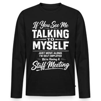 Humour Freelance Réunion | Drôle Auto-Entrepreneur - T-shirt manches longues Premium bio Homme - noir - Devant - Nico (187cm)
