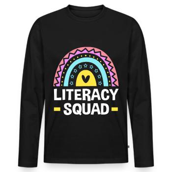 Bookworm Reading Enseignant d’école primaire - T-shirt manches longues Premium bio Homme - noir - Devant - Nico (187cm)