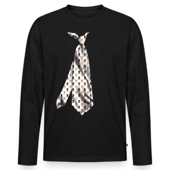 halloween skull printed necktie t-shirt design - Men's Premium Organic Long Sleeve Shirt - black - Front - Nico (187cm)
