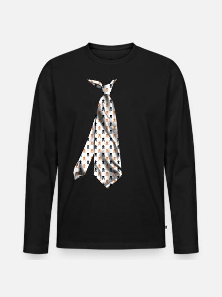 halloween skull printed necktie t-shirt design - Men's Premium Organic Long Sleeve Shirt - black