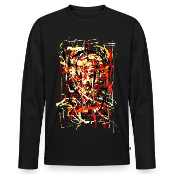 Flammender Teufel - Männer Premium Bio Langarmshirt - Schwarz - Vorne - Nico (187cm)