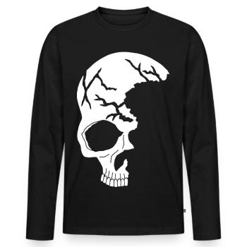 Demi-crâne blanc - T-shirt manches longues Premium bio Homme - noir - Devant - Nico (187cm)
