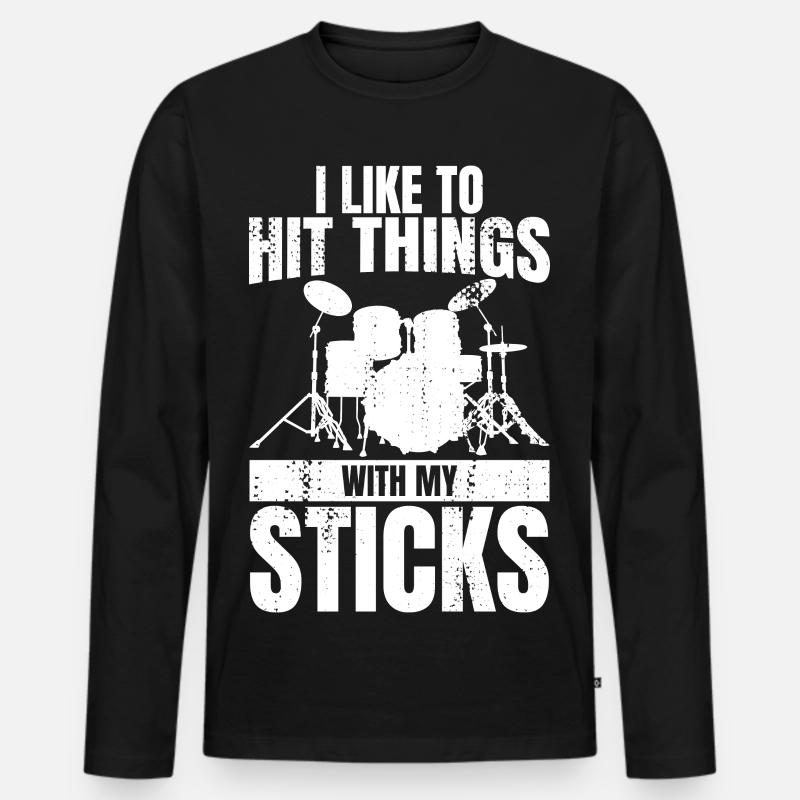 Lustiger Drummer Witz - Männer Premium Bio Langarmshirt - Schwarz