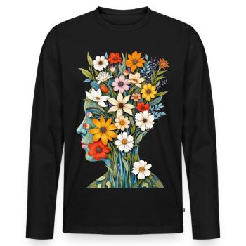 Abstrakte Kunst Blumen - Männer Premium Bio Langarmshirt - Schwarz - Vorne - Nico (187cm)