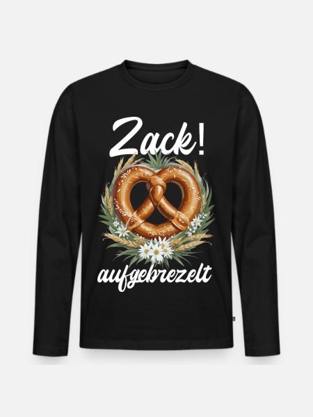 Traditional Pretzel Zack Dressed Up Dirndl - Men's Premium Organic Long Sleeve Shirt - black