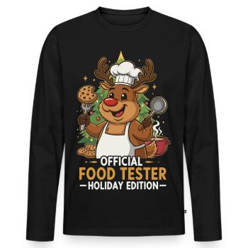 Food Tester - Édition des Fêtes - T-shirt manches longues Premium bio Homme - noir - Devant - Nico (187cm)