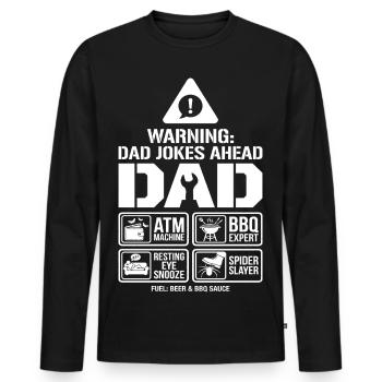 Warning Dad Jokes Ahead Father - Men's Premium Organic Long Sleeve Shirt - black - Front - Nico (187cm)