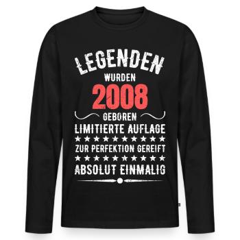 Limited Edition 2007 18th Birthday Gift - Men's Premium Organic Long Sleeve Shirt - black - Front - Nico (187cm)