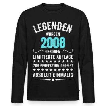 Limited Edition 2007 18. Geburtstag Geschenk - Männer Premium Bio Langarmshirt - Schwarz - Vorne - Nico (187cm)
