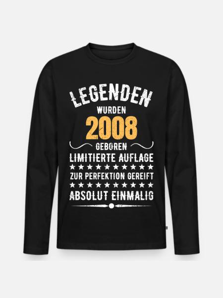 Limited Edition 2007 18th Birthday Gift - Men's Premium Organic Long Sleeve Shirt - black