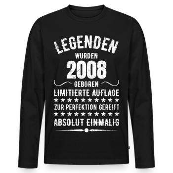 Limited Edition 2007 18th Birthday Gift - Men's Premium Organic Long Sleeve Shirt - black - Front - Nico (187cm)