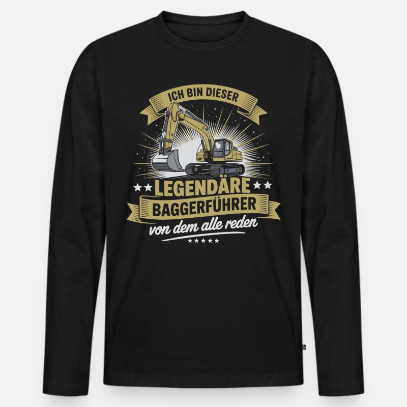Baggerfuehrer Baggerfahrer - Männer Premium Bio Langarmshirt - Schwarz