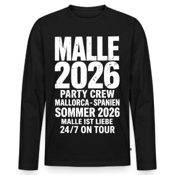 Malle 2026 Party Crew Mallorca 2026 - Männer Premium Bio Langarmshirt - Schwarz - Vorne - Nico (187cm)