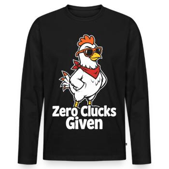 Aucun caquètement donné – Funny Chicken - T-shirt manches longues Premium bio Homme - noir - Devant - Nico (187cm)