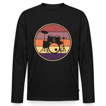 Drummer Retro Drum Musician Drumset - Men's Premium Organic Long Sleeve Shirt - black - Front - Nico (187cm)