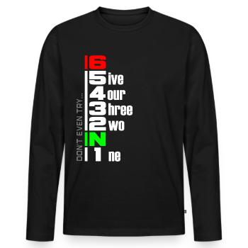 Motorcycle gear shift motorcyclist 1N23456 - Men's Premium Organic Long Sleeve Shirt - black - Front - Nico (187cm)
