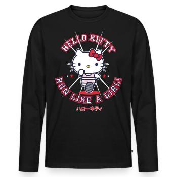 Hello Kitty Run Like A Girl - Männer Premium Bio Langarmshirt - Schwarz - Vorne - Nico (187cm)