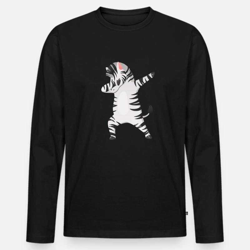 Zebra Zebras Dab Dabbing - Männer Premium Bio Langarmshirt - Schwarz