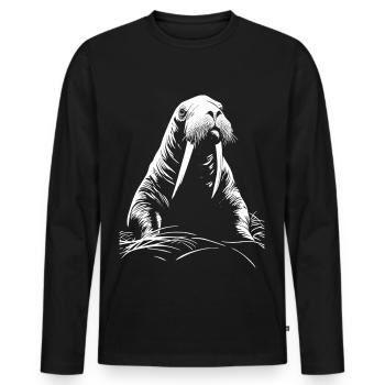 Morse - T-shirt manches longues Premium bio Homme - noir - Devant - Nico (187cm)