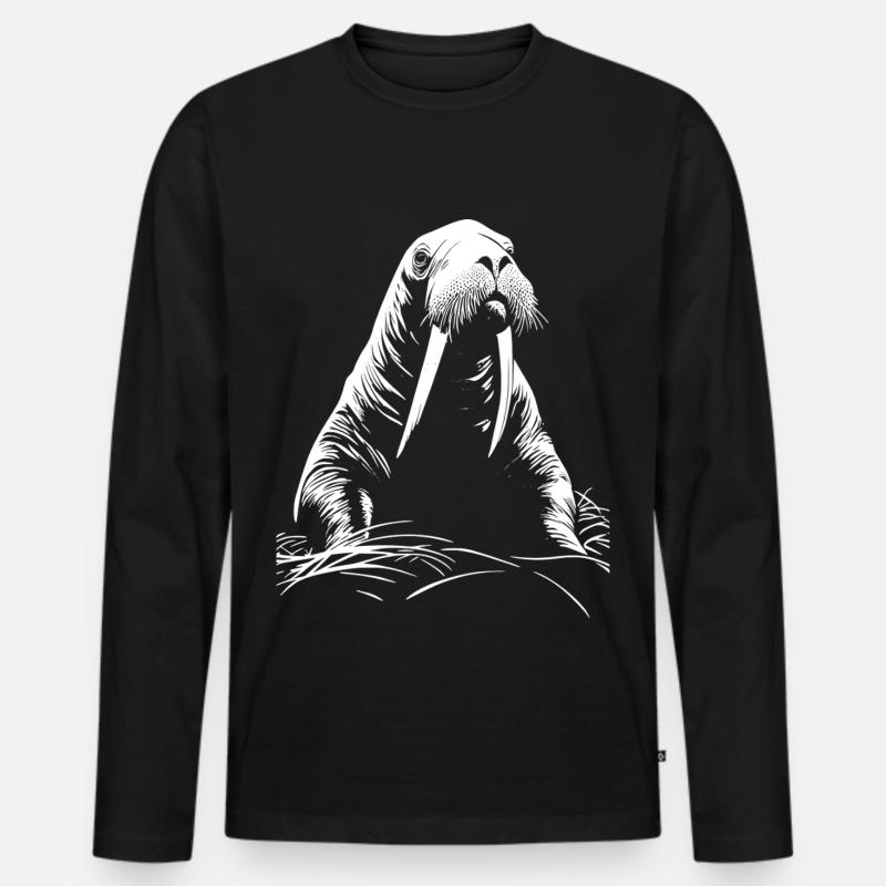 Walrus - Männer Premium Bio Langarmshirt - Schwarz