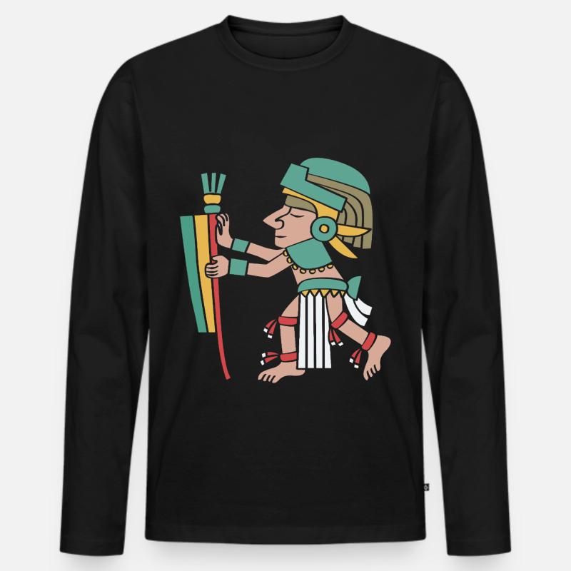 Maya kalender aztec Inka - Männer Premium Bio Langarmshirt - Schwarz