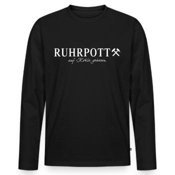 Ruhrpott Auf Kohle Geboren Ruhrgebiet Bewohner - Männer Premium Bio Langarmshirt - Schwarz - Vorne - Nico (187cm)