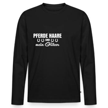 Pferdehaare sind mein Glitzer - Männer Premium Bio Langarmshirt - Schwarz - Vorne - Nico (187cm)