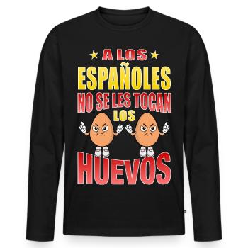 Les Espagnols ne touchent pas à leurs œufs - T-shirt manches longues Premium bio Homme - noir - Devant - Nico (187cm)